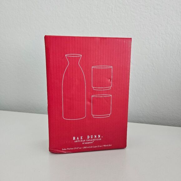 NEW Rae Dunn | SAKE Pitcher with SIP Cups Matte Black Ceramic Gift Set Japan - Picture 5 of 5